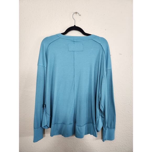 Joy Lab Womens Teal Blue Solid Knit‎ V-Neck Long Sleeve Pullover Sweater Size XL - Picture 2 of 6